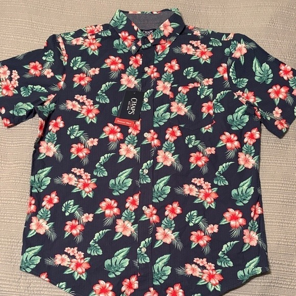 Chaps Other - NWT Chaps Men's Navy and Red Floral Shirt